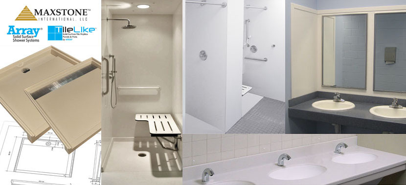 ADA-Compliant Solid Surface Shower Compartment & Lavatory Design ADA-Compliant Solid Surface Shower Compartment & Lavatory Design